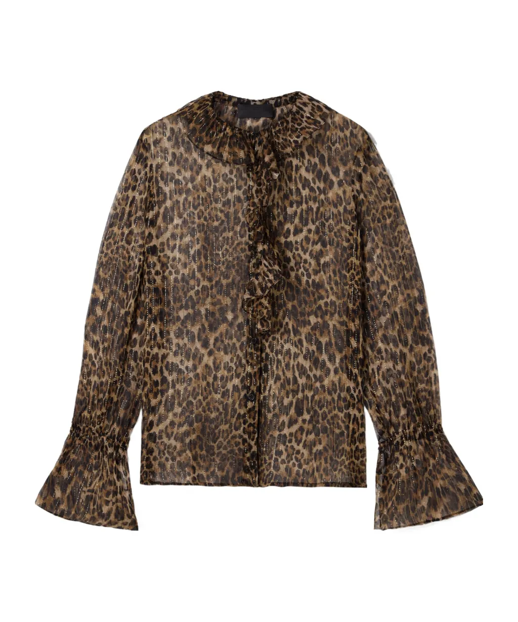 Cecily Leopard Print Shirt With Ruffles