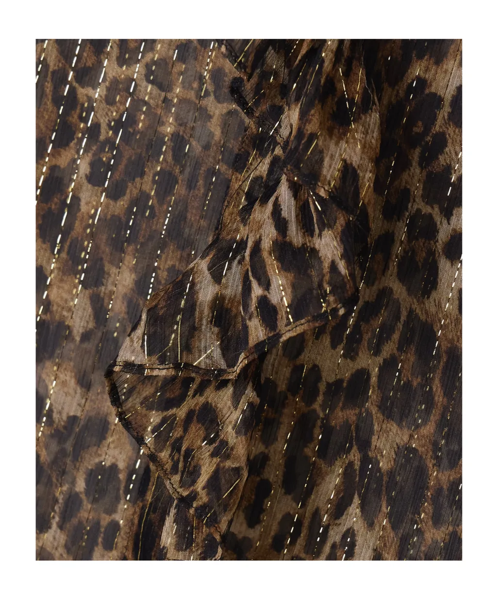 Cecily Leopard Print Shirt With Ruffles