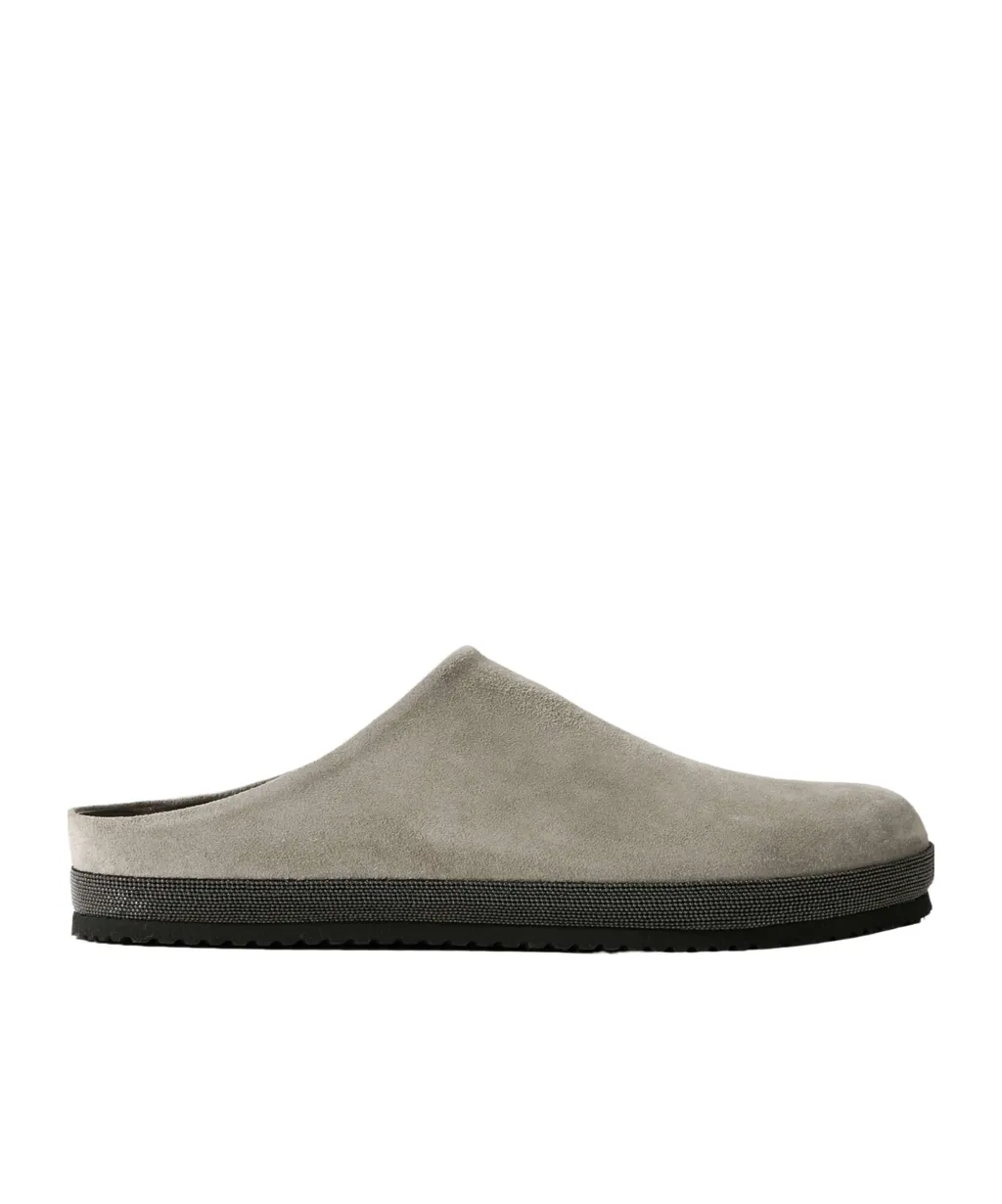 Bead-Embellished Suede Mules