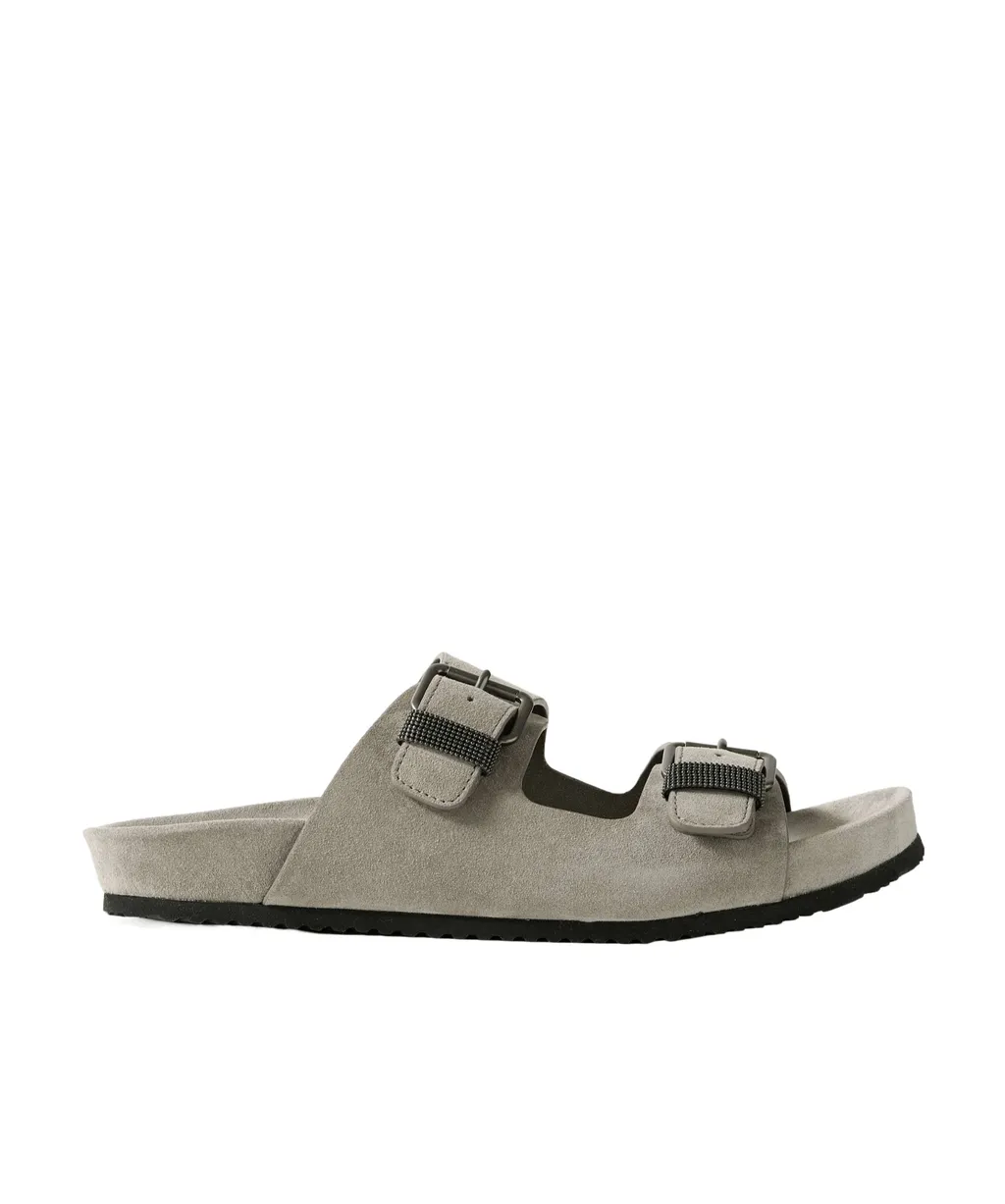 Bead-Embellished Suede Sandals