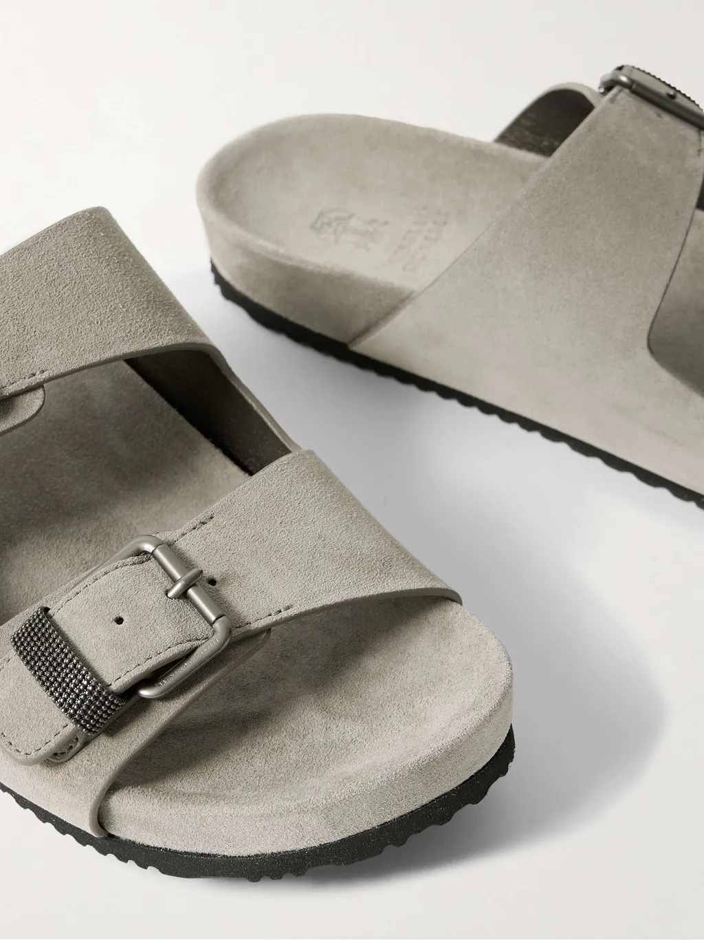 Bead-Embellished Suede Sandals