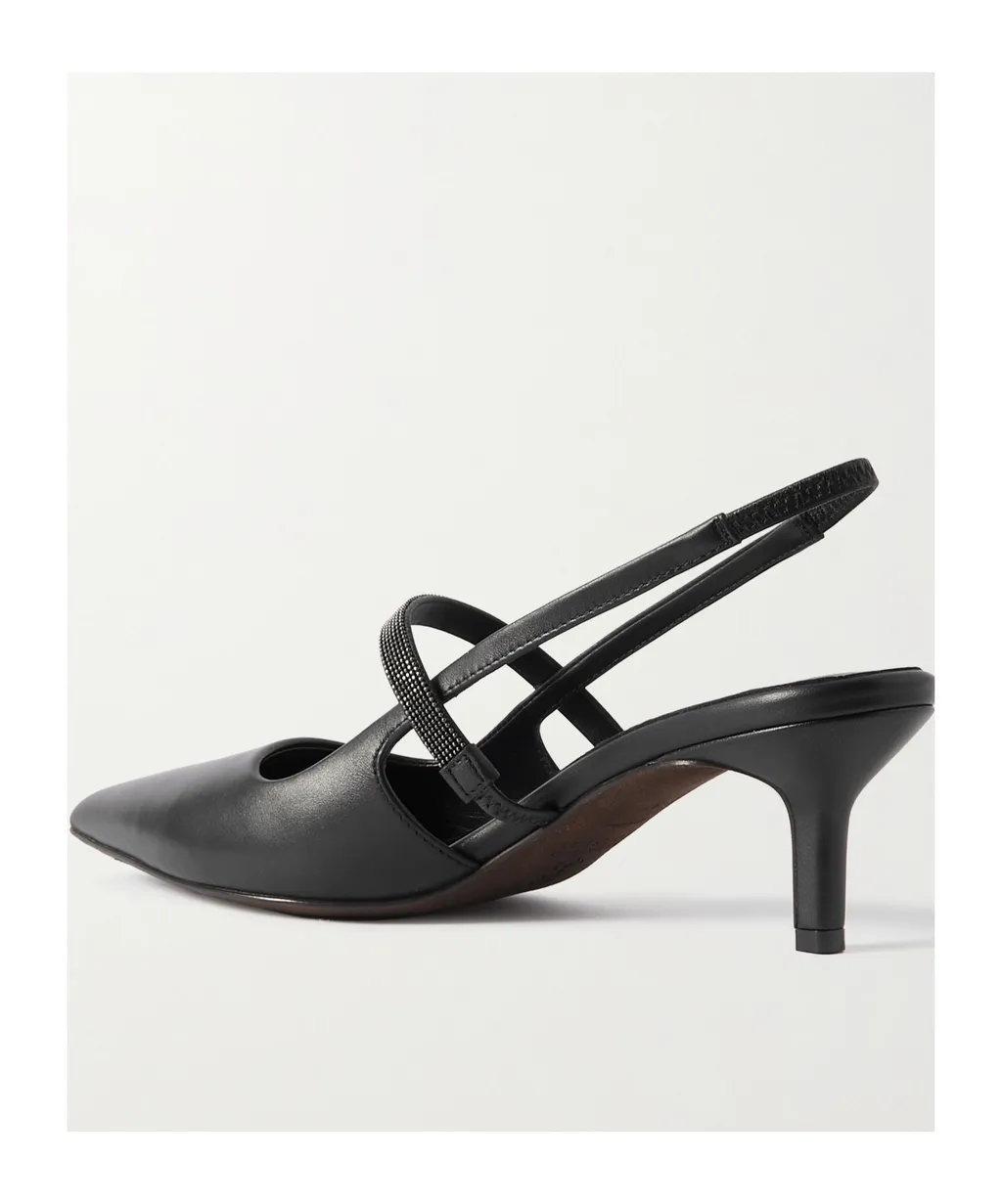 Beaded Hallow-Heeled Sandals