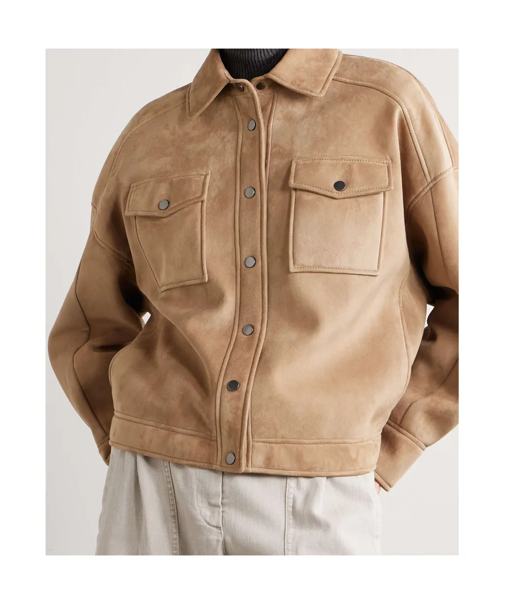 Long-Sleeved Leather Jacket