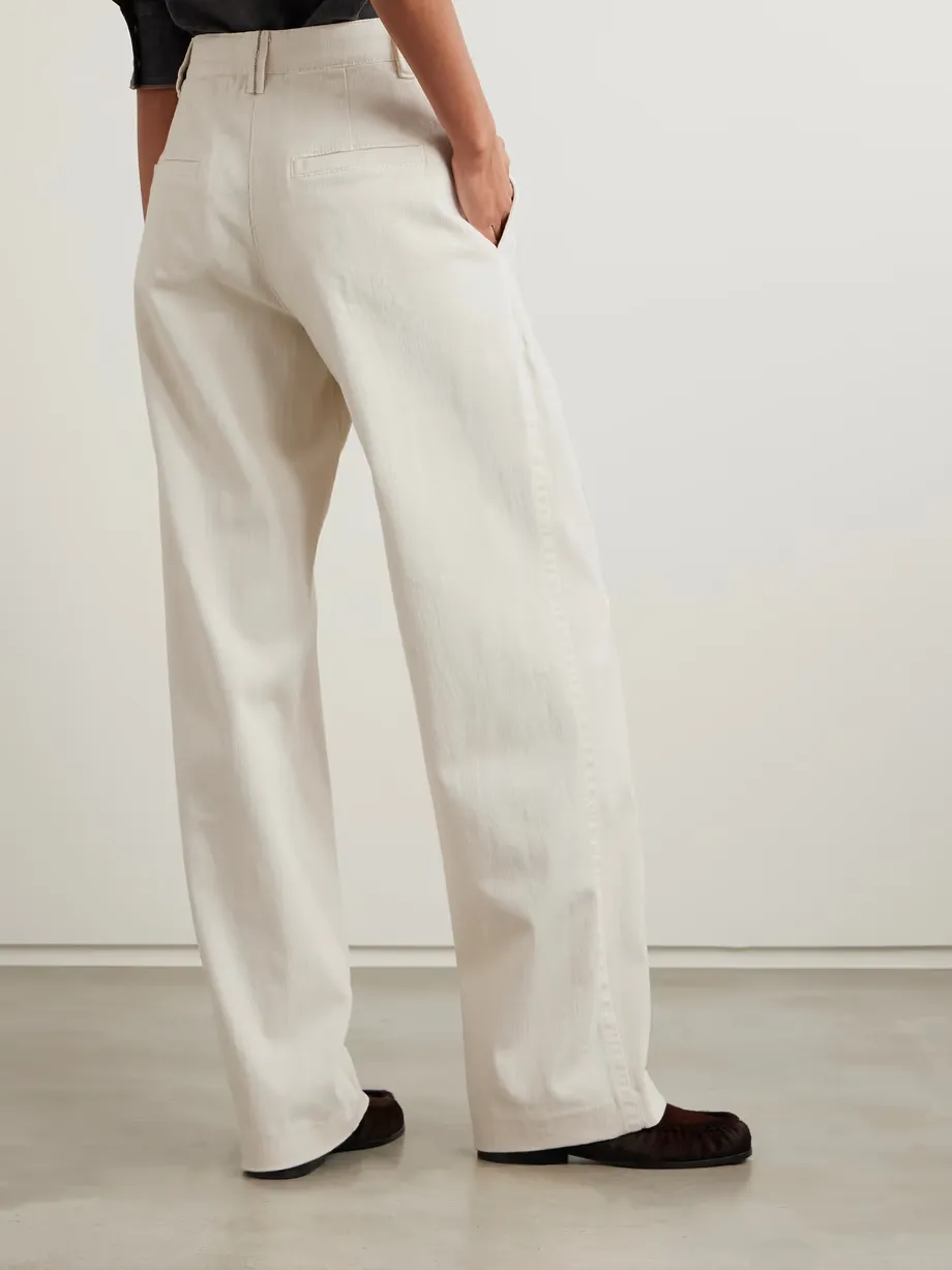 Pleated Wide-Leg Casual Pants