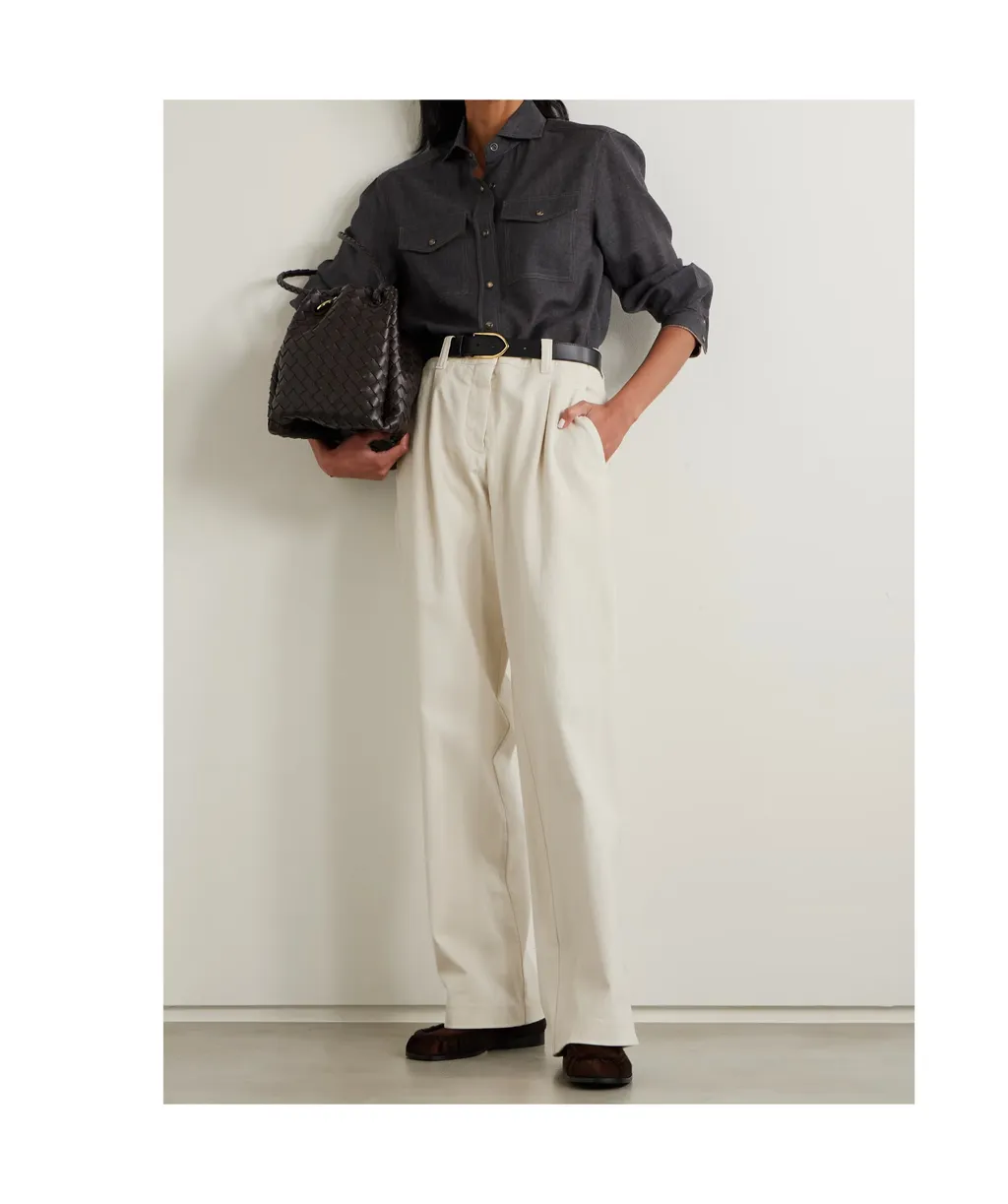 Pleated Wide-Leg Casual Pants