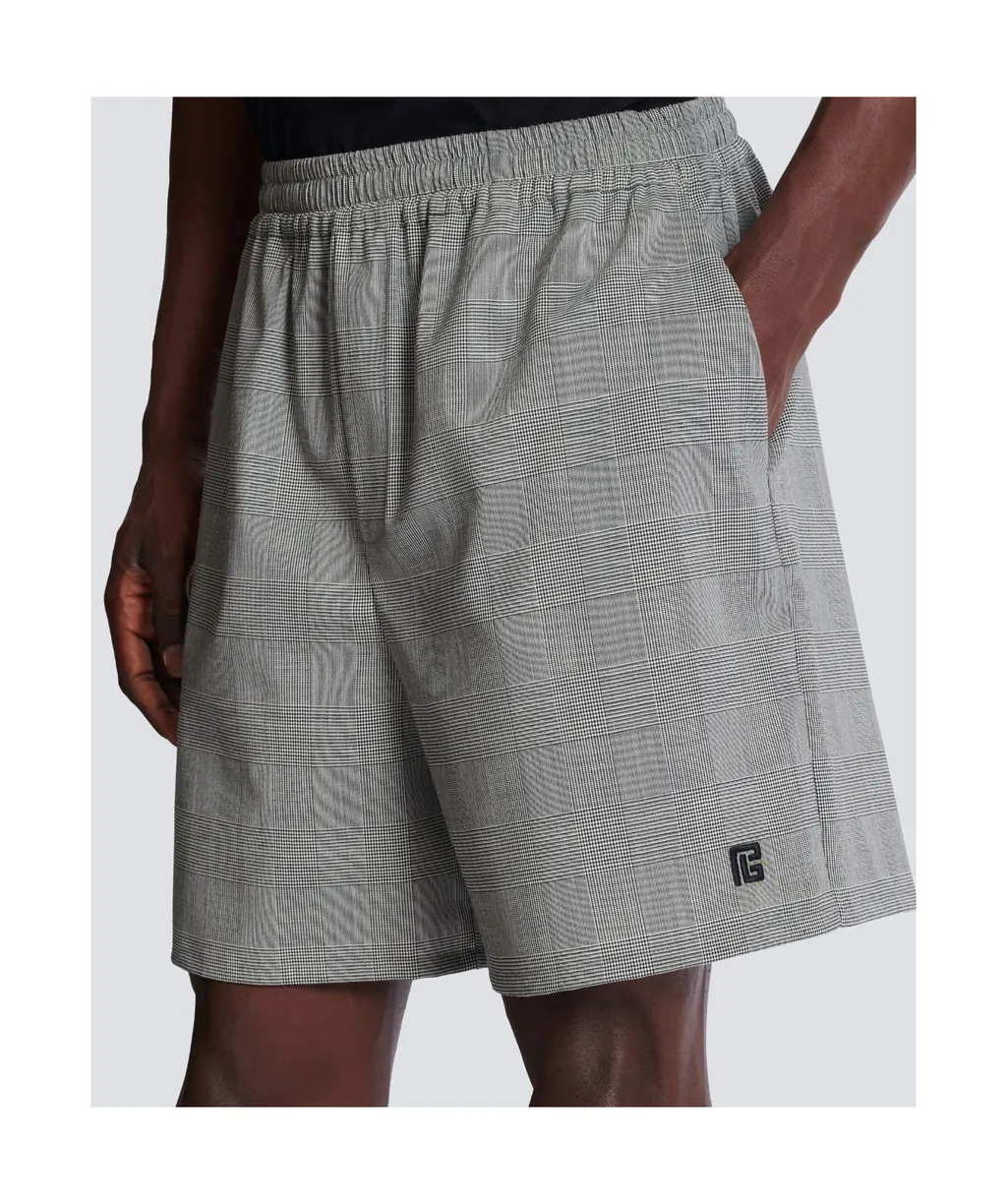 Relaxed Shorts In Prince Of Wales Satin