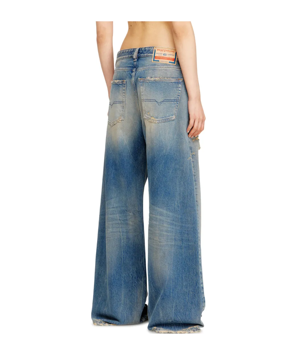 Diesel 1996-D-Sire Wide-Leg Distressed Jeans