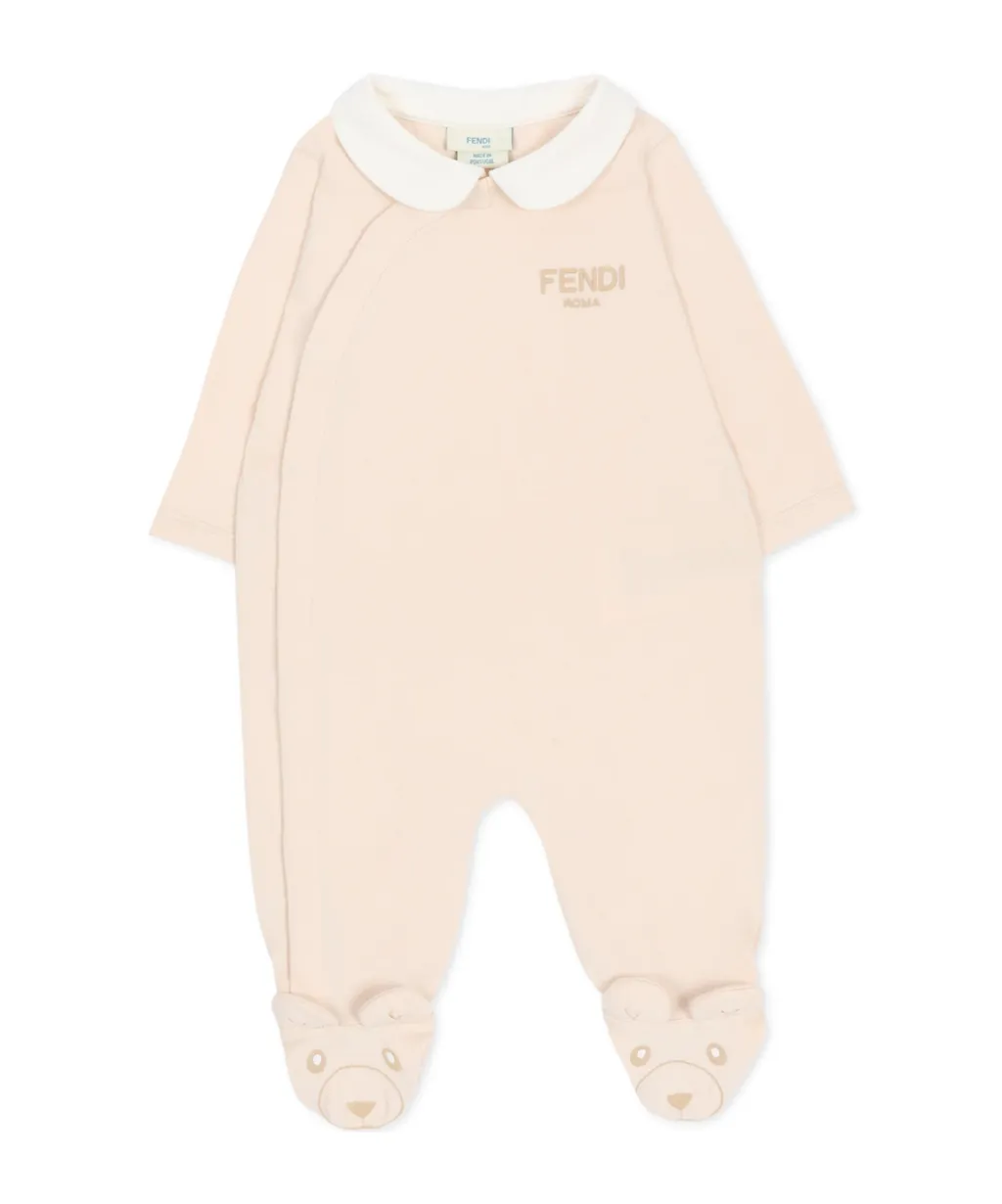 Fendi Kids Logo-Embroidered Babygrow Set