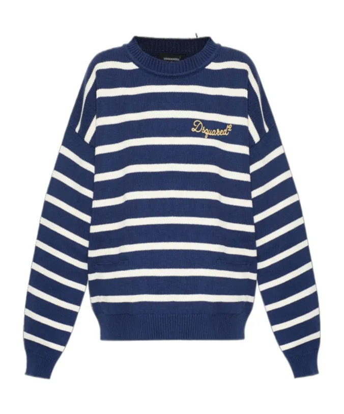Dsquared2 Logo Embroidered Striped Jumper