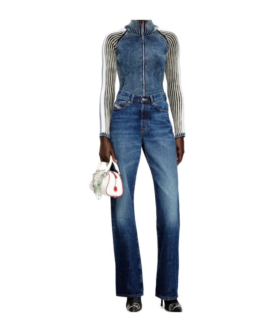 M-Estrella Striped High-Neck Jacket