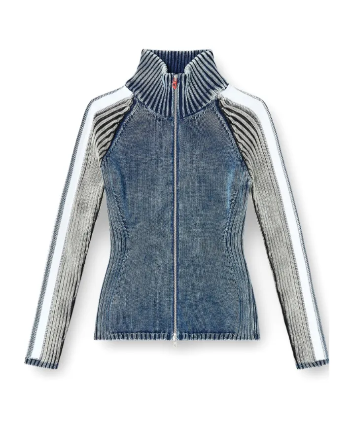 M-Estrella Striped High-Neck Jacket