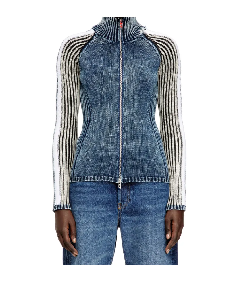 M-Estrella Striped High-Neck Jacket