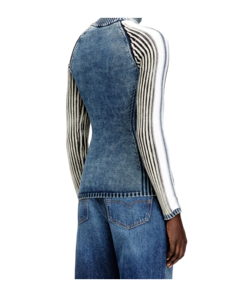 M-Estrella Striped High-Neck Jacket