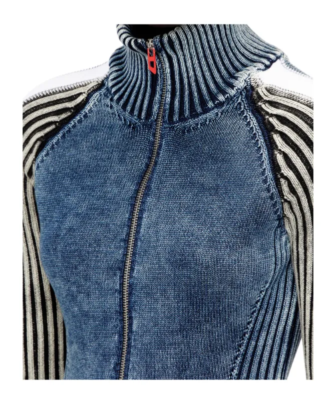 M-Estrella Striped High-Neck Jacket