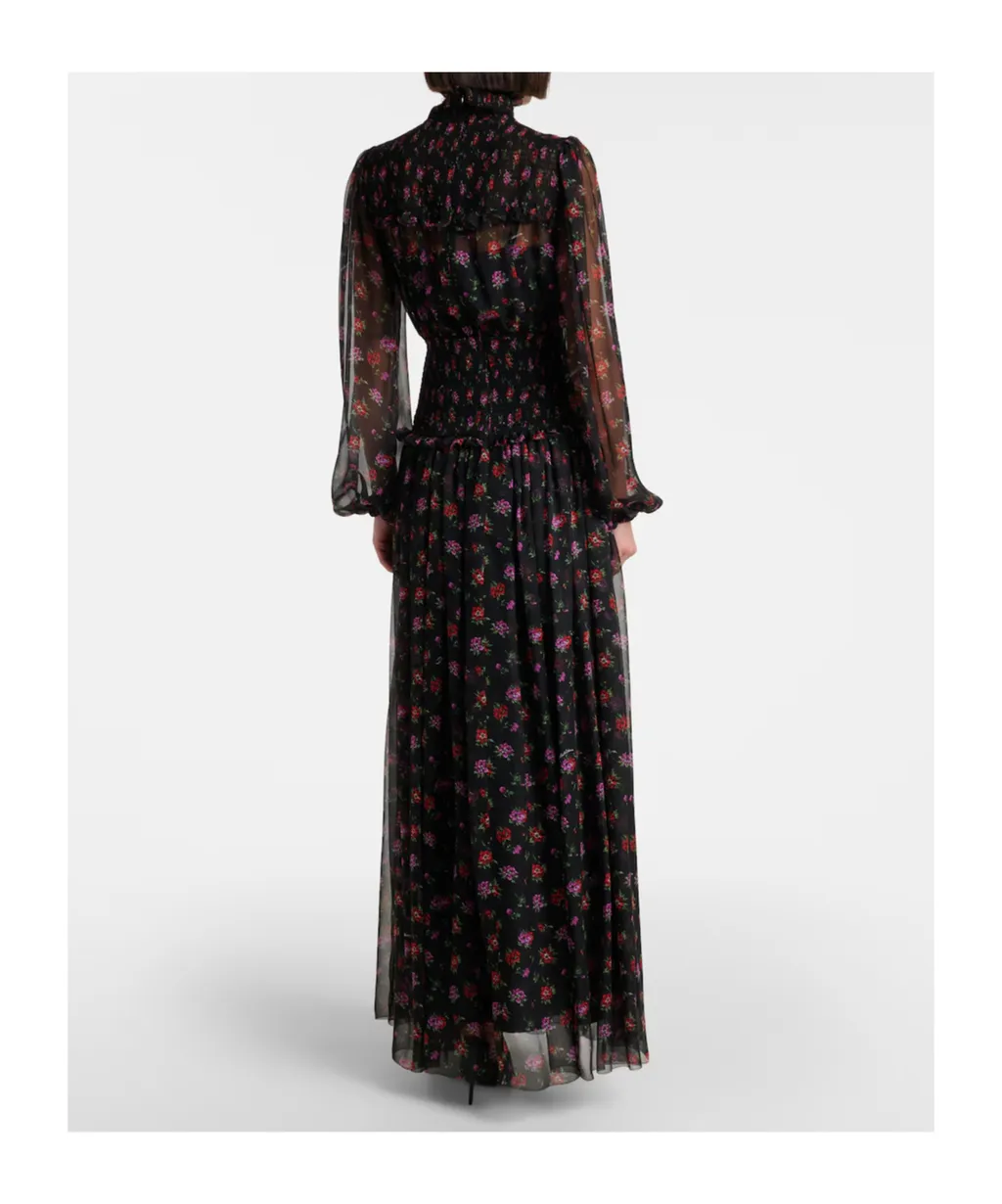 Floral Silk Chiffon Maxi Dress