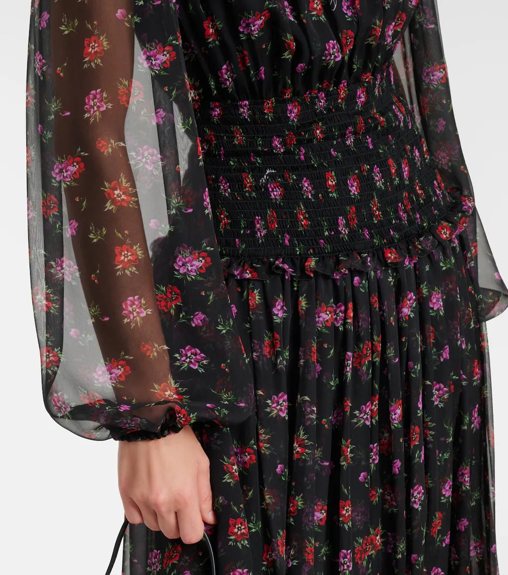 Floral Silk Chiffon Maxi Dress