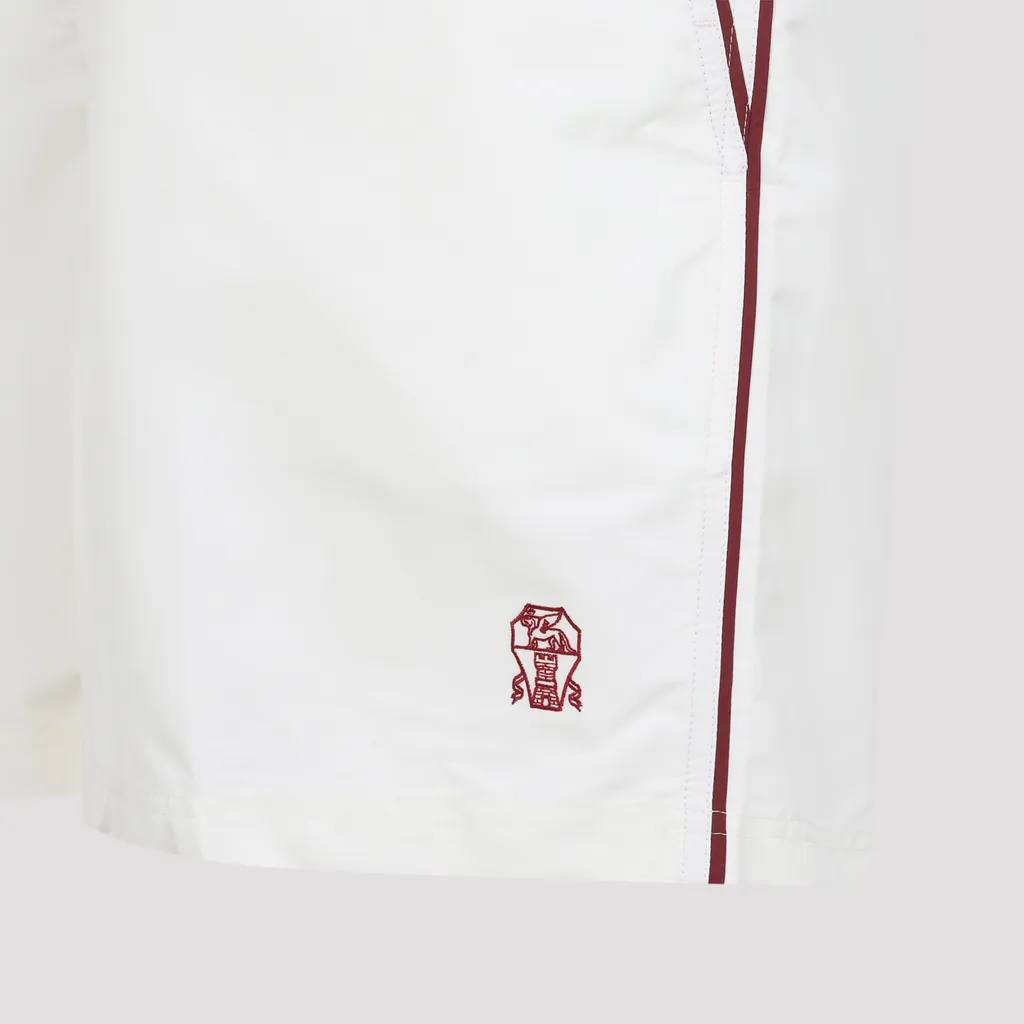 Embroidered Button Swim Trunks