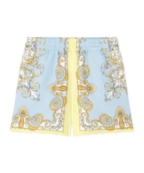 Versace Kids Baroque Printed Satin Shorts