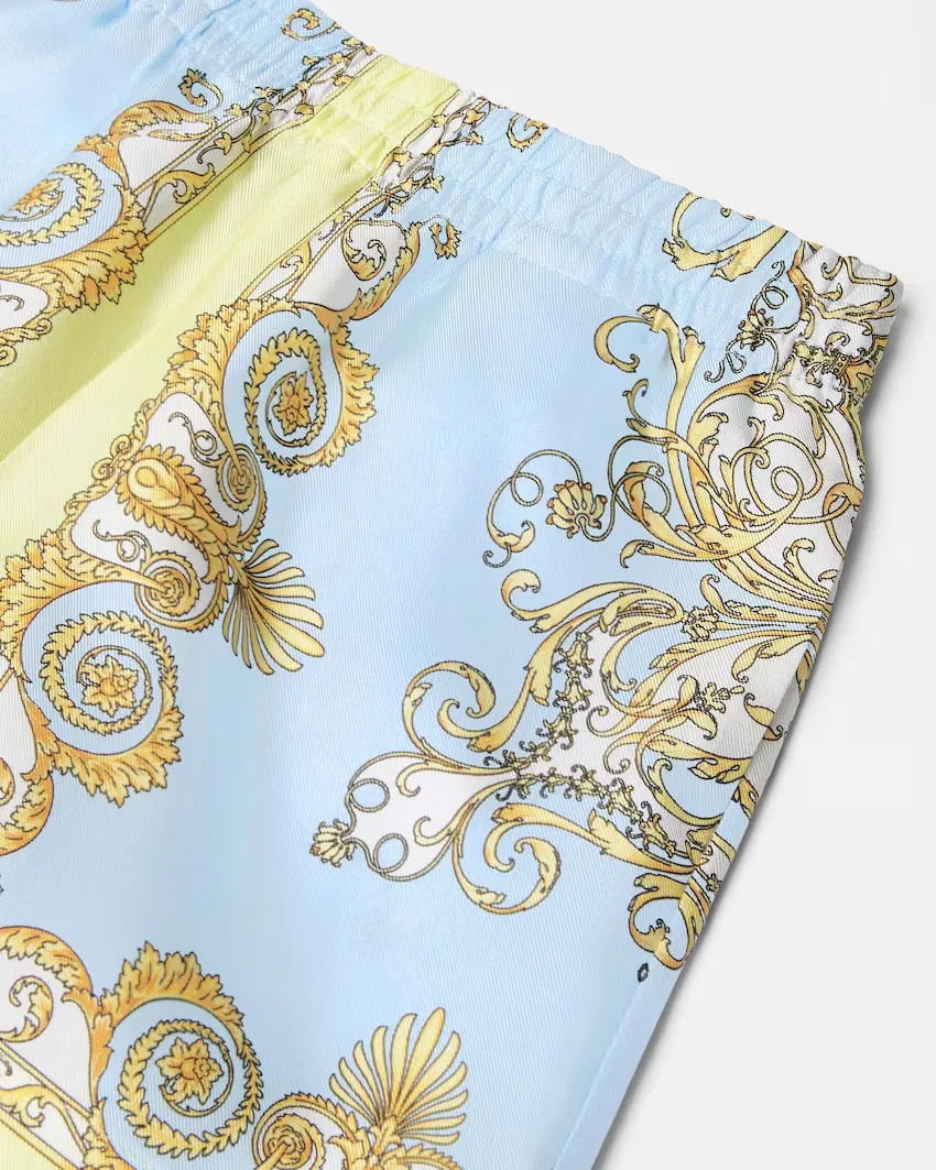 Versace Kids Baroque Printed Satin Shorts