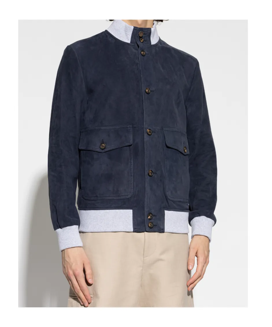 Eleventy Flap Pocket Leather Jacket
