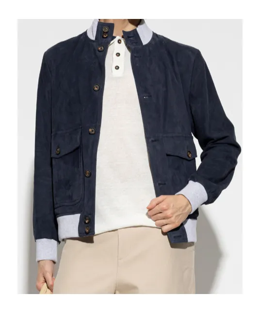 Eleventy Flap Pocket Leather Jacket