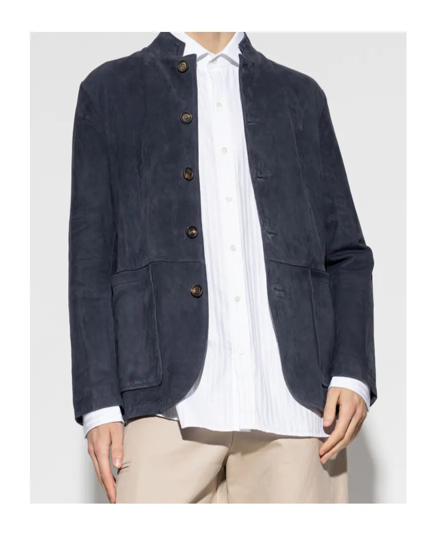 Eleventy Button-Front Leather Jacket