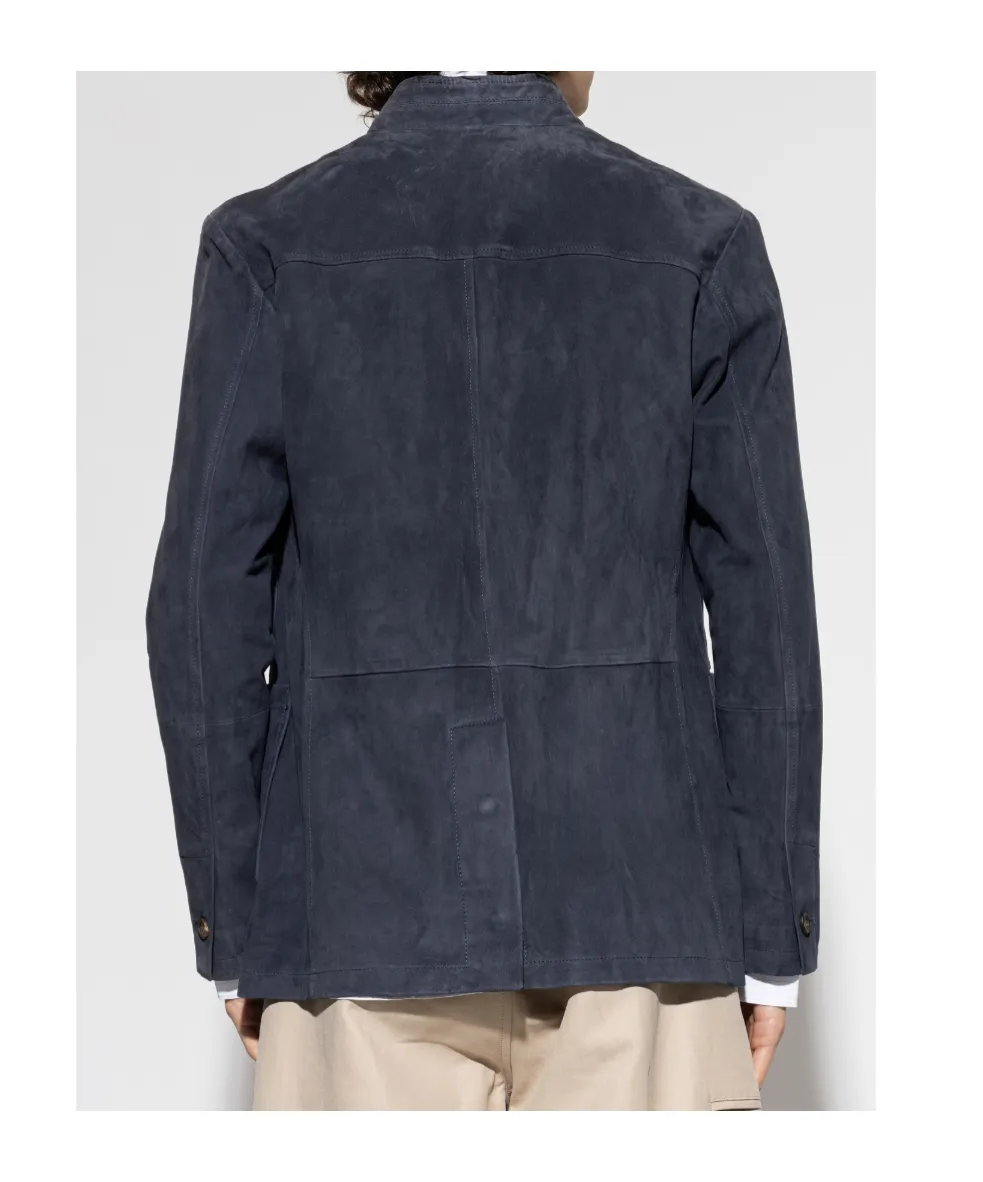 Eleventy Button-Front Leather Jacket