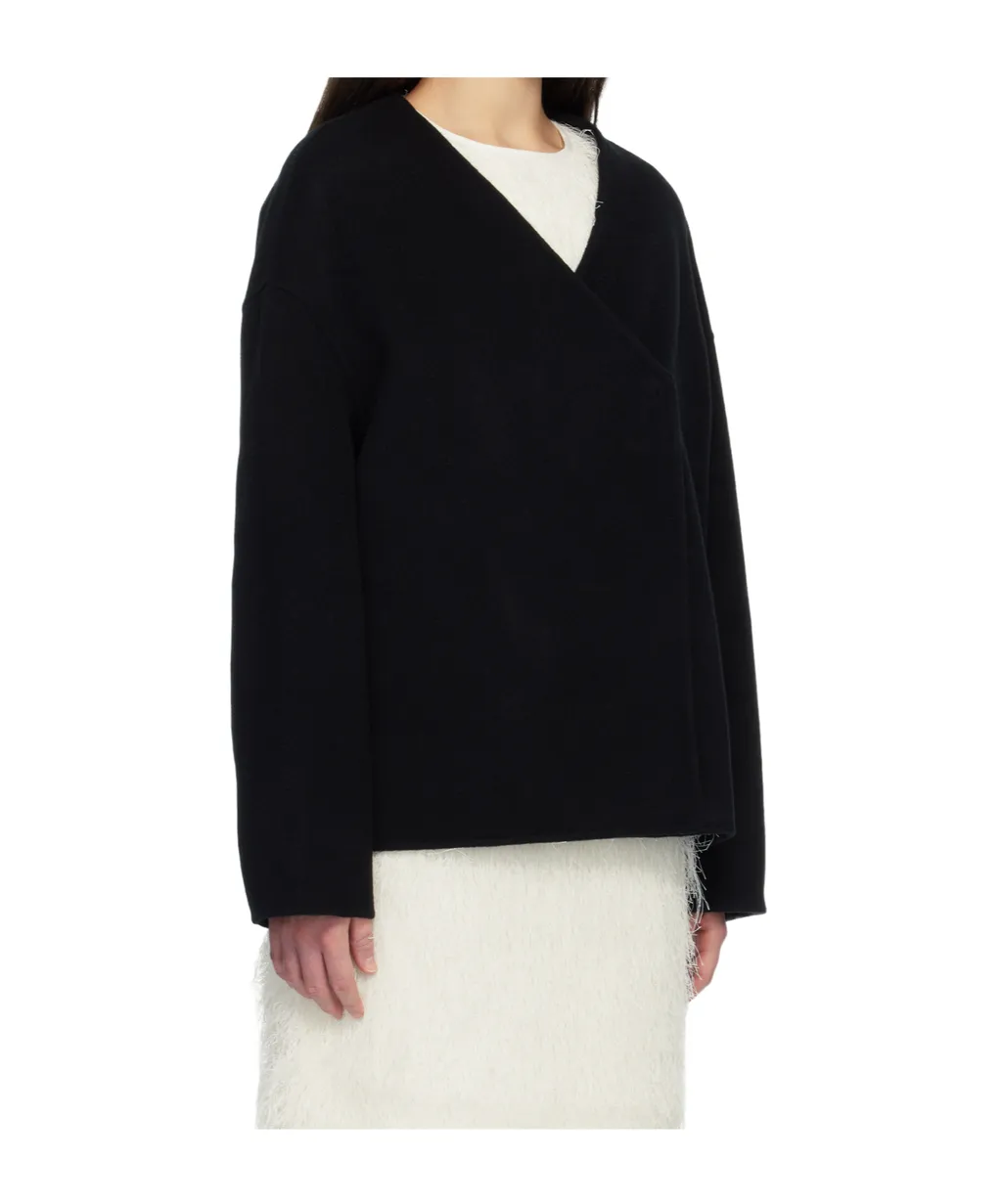 Black Maara Asymmetric Drap Jacket