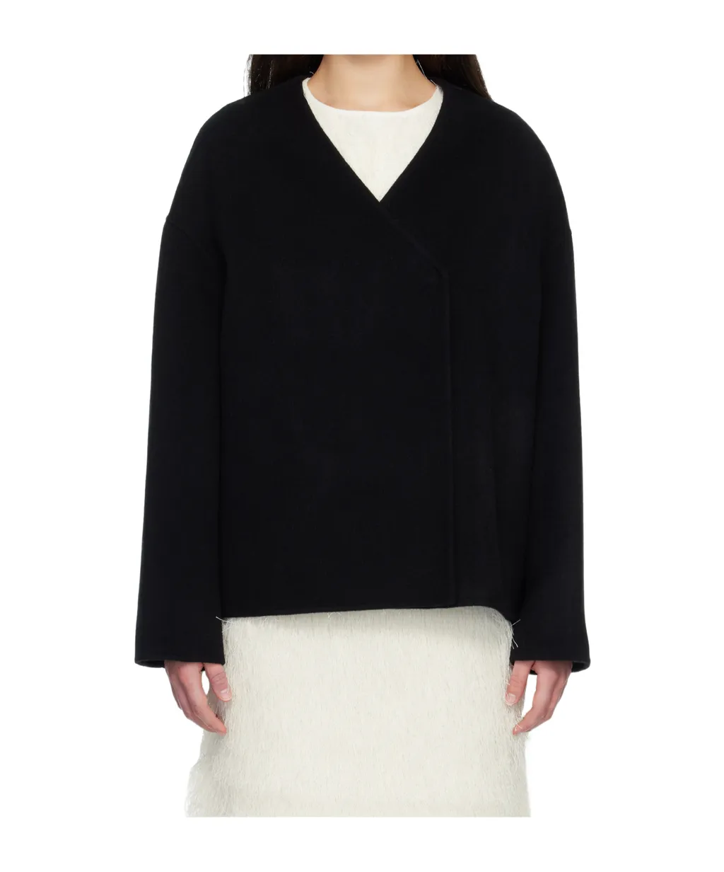 Black Maara Asymmetric Drap Jacket