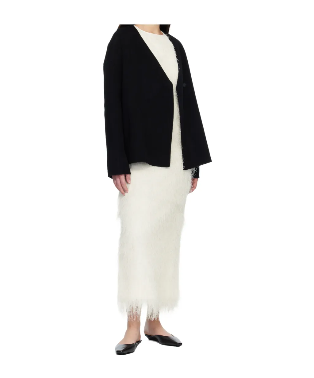 Black Maara Asymmetric Drap Jacket