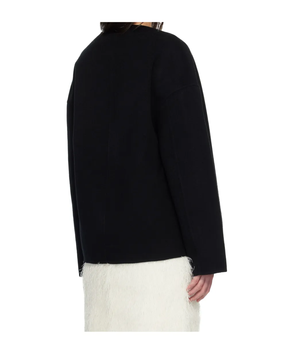 Black Maara Asymmetric Drap Jacket