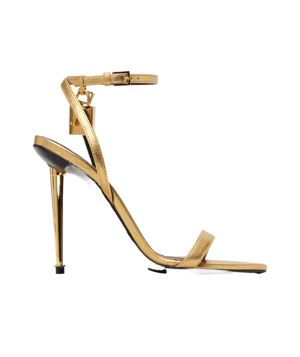 Lock-Shaped Pointed-Toe Open-Toe Sandals
