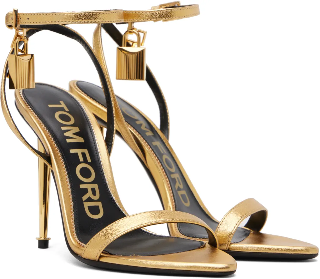 Lock-Shaped Pointed-Toe Open-Toe Sandals