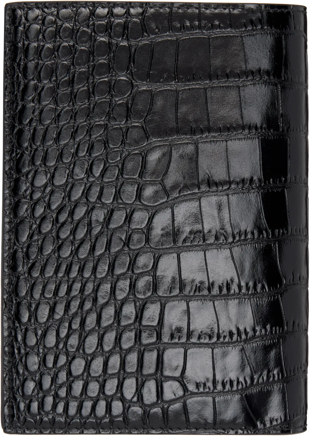 Polished Crocodile-Pattern Embossed Card Case