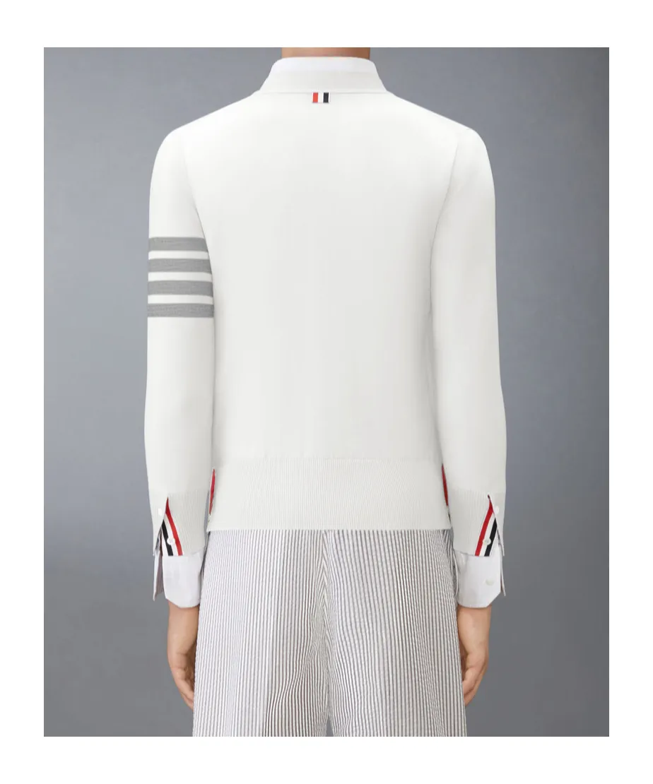 Wool Four-Stripe V-Neck Cardigan