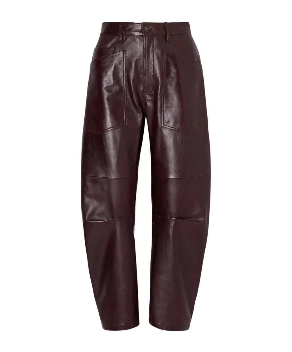 Leather Wide-Leg Casual Pants