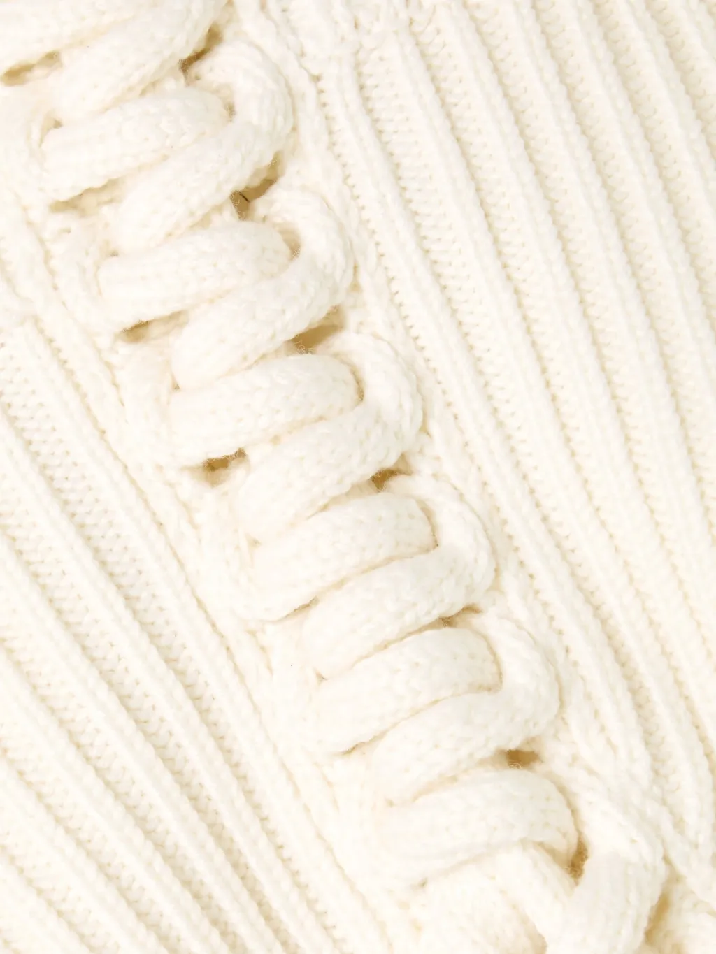 Lace-Up Wool Ribbed Sweater