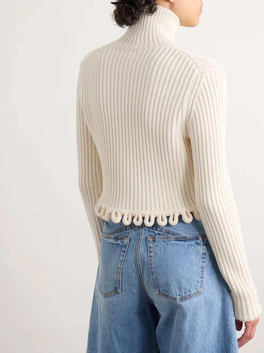 Lace-Up Wool Ribbed Sweater