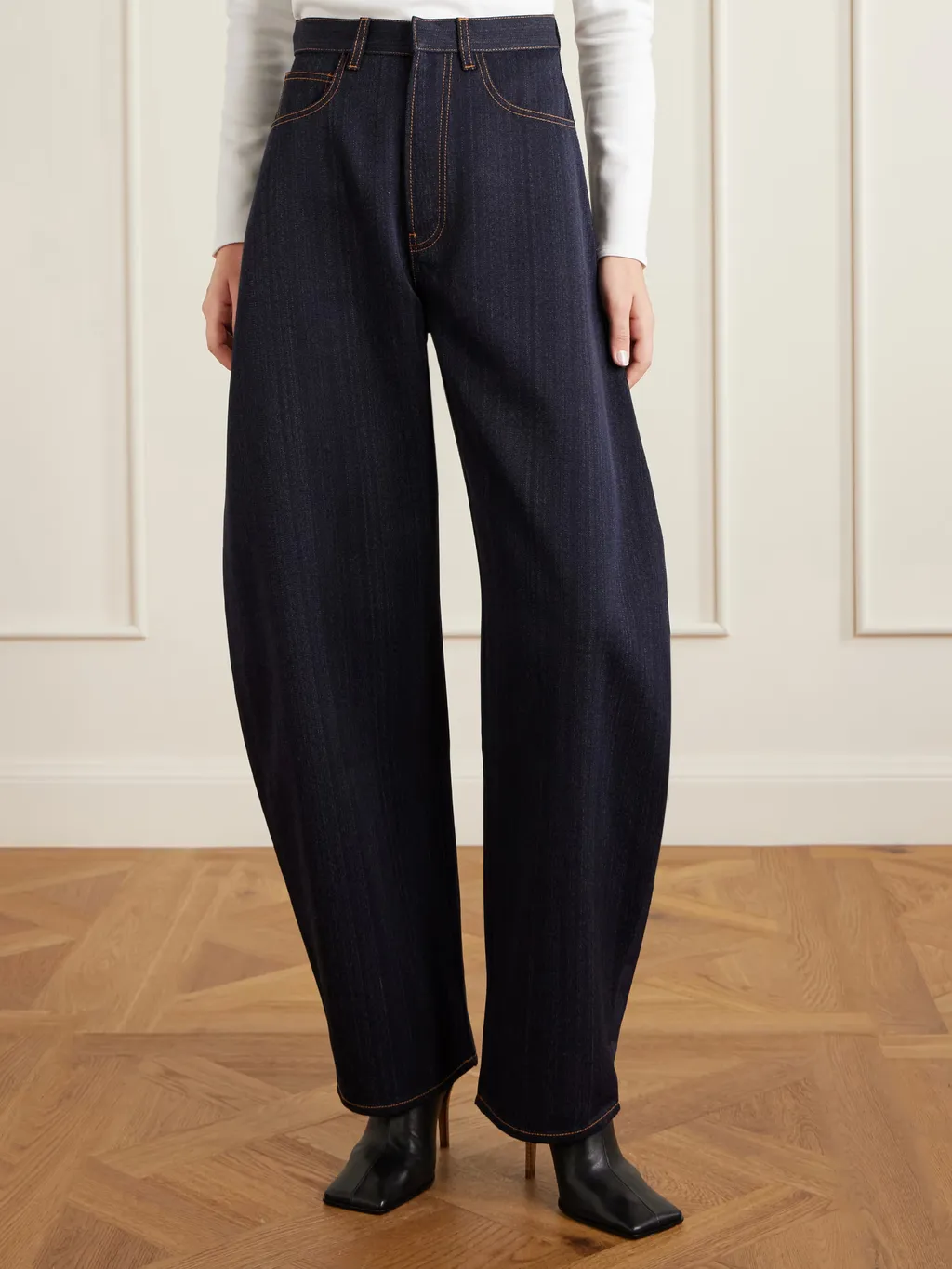 Denim High-Rise Barrel-Leg Jeans