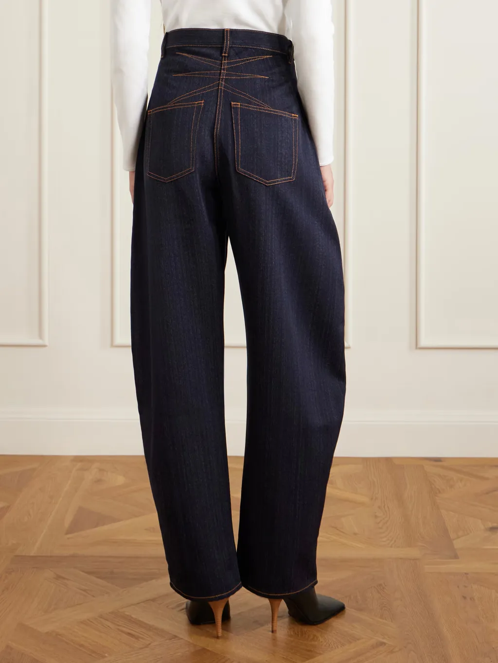Denim High-Rise Barrel-Leg Jeans