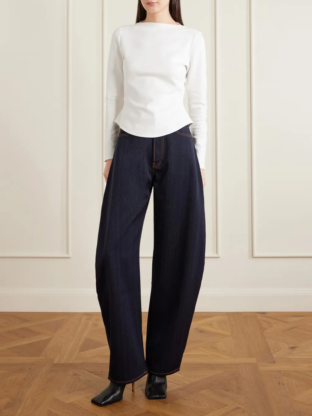 Denim High-Rise Barrel-Leg Jeans