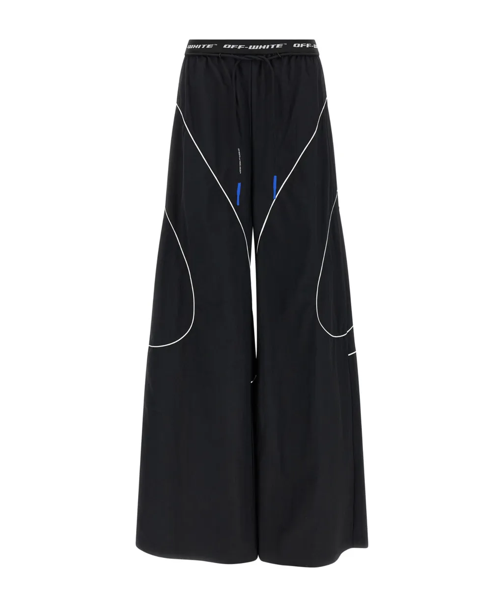 Off-White Logo Band Drawstring Wide Leg Pants
