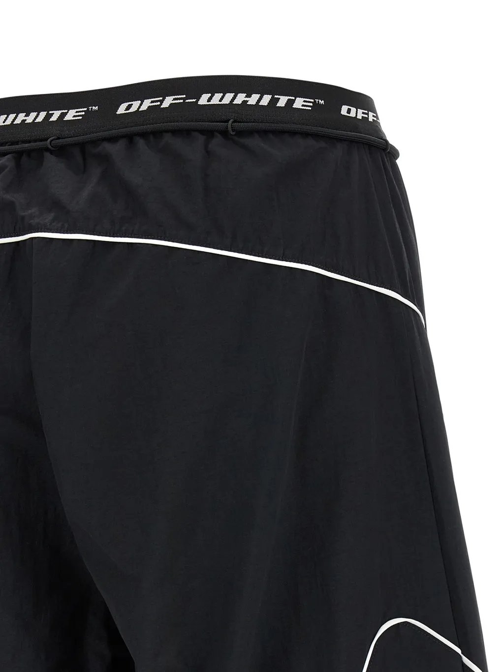 Off-White Logo Band Drawstring Wide Leg Pants