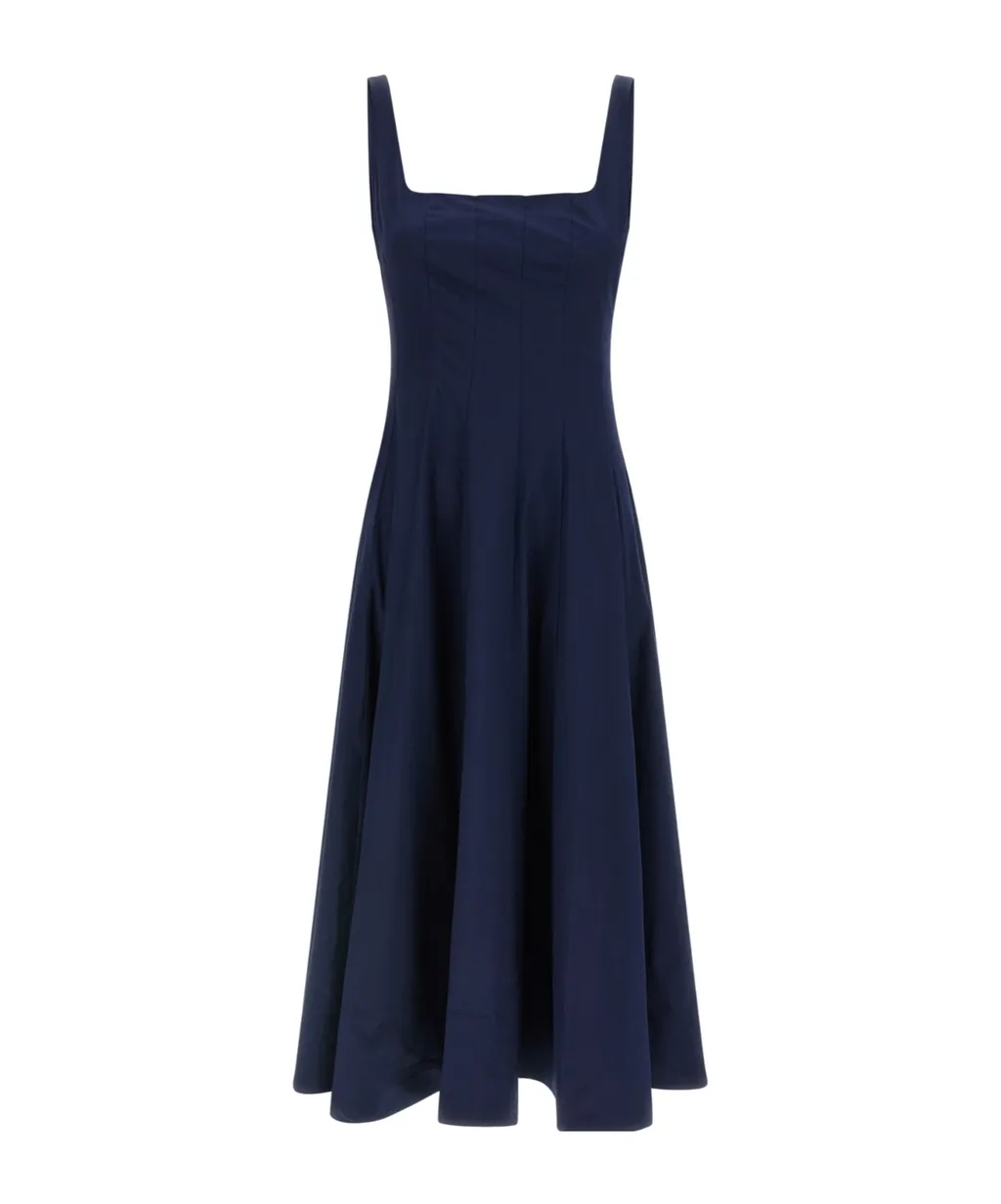 Staud Wells Pleated Sleeveless Dress