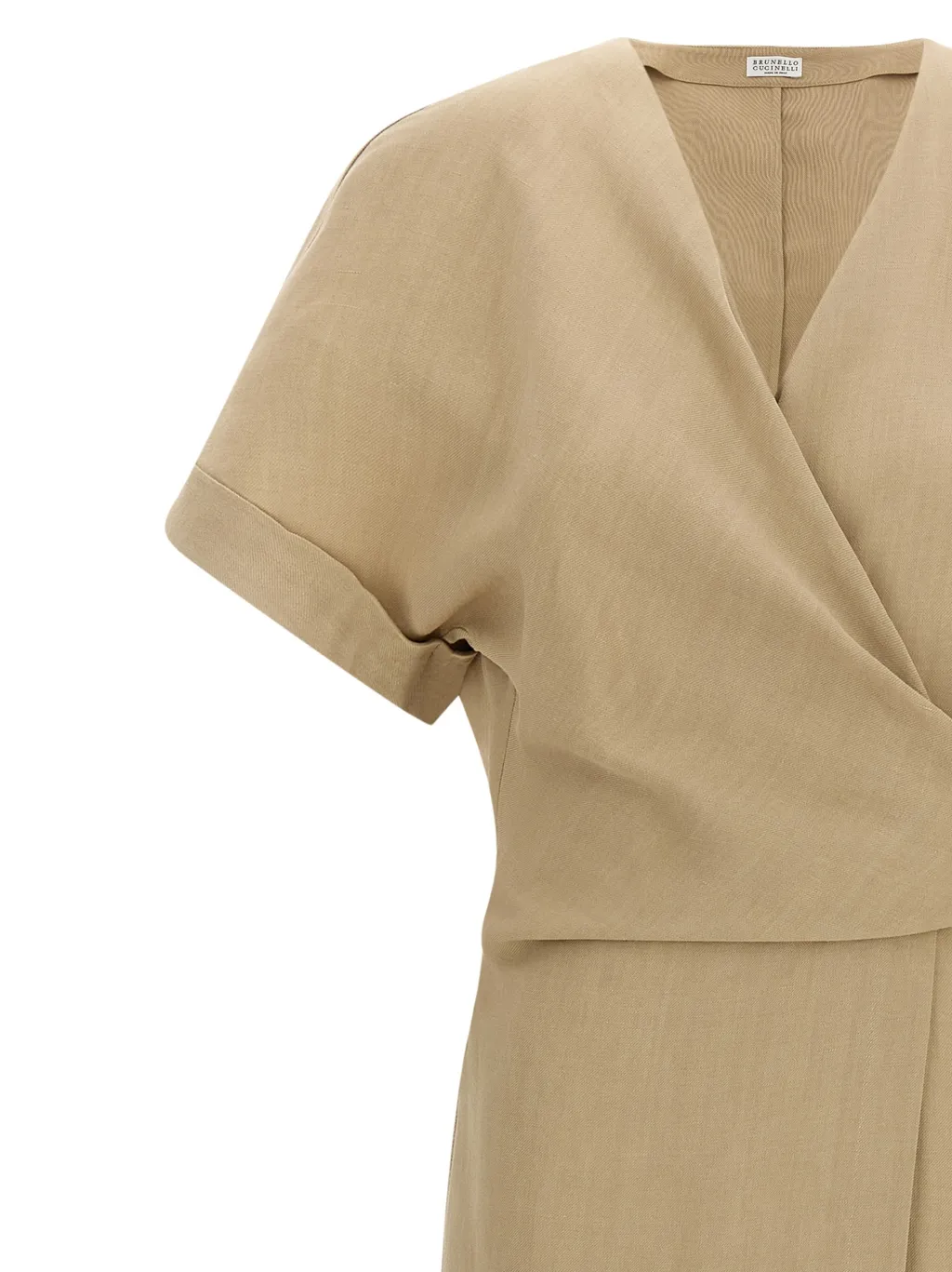 Brunello Cucinelli V-Neck Short-Sleeve Dress