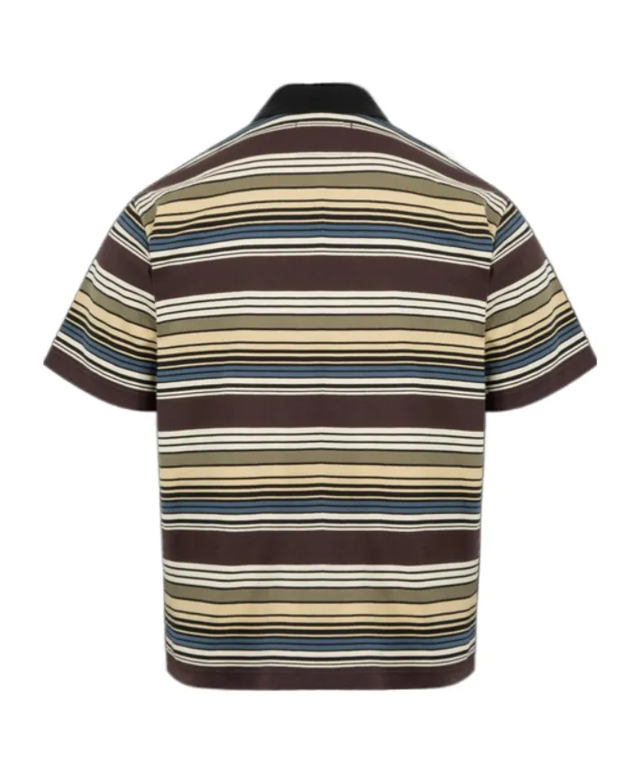 Sacai Striped Half-Zip Polo Shirt