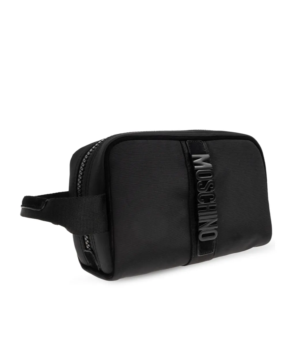 Moschino Logo Detailed Zipped Cosmetic Bag