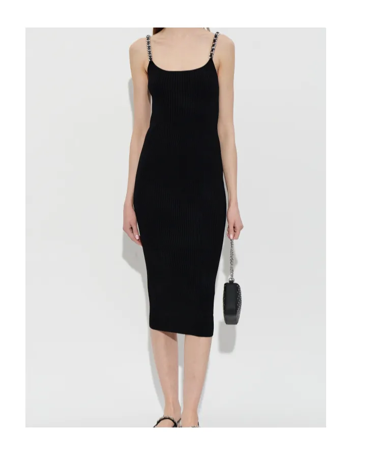 Chain-Strap Midi Dress