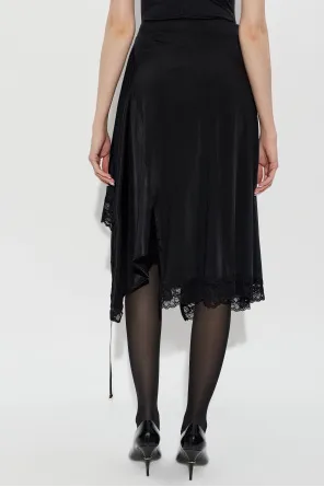 Vetements Asymmetric Lace-Trim Skirt
