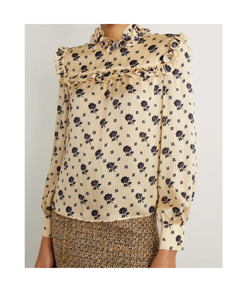 Ruffled Jacquard Shirt